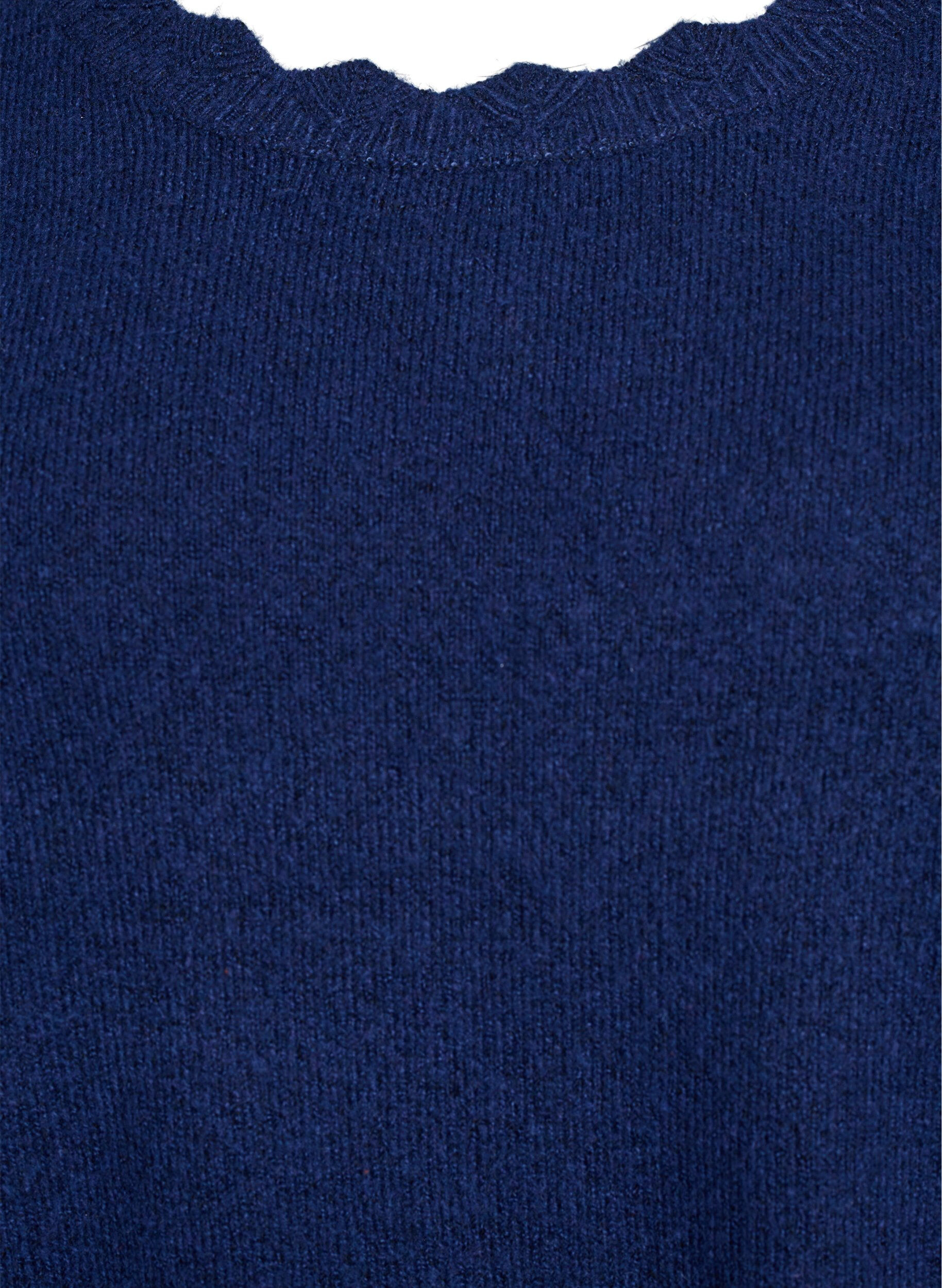 ZizziStrickbluse mit Wellenkante, Blau, Packshot image number 2