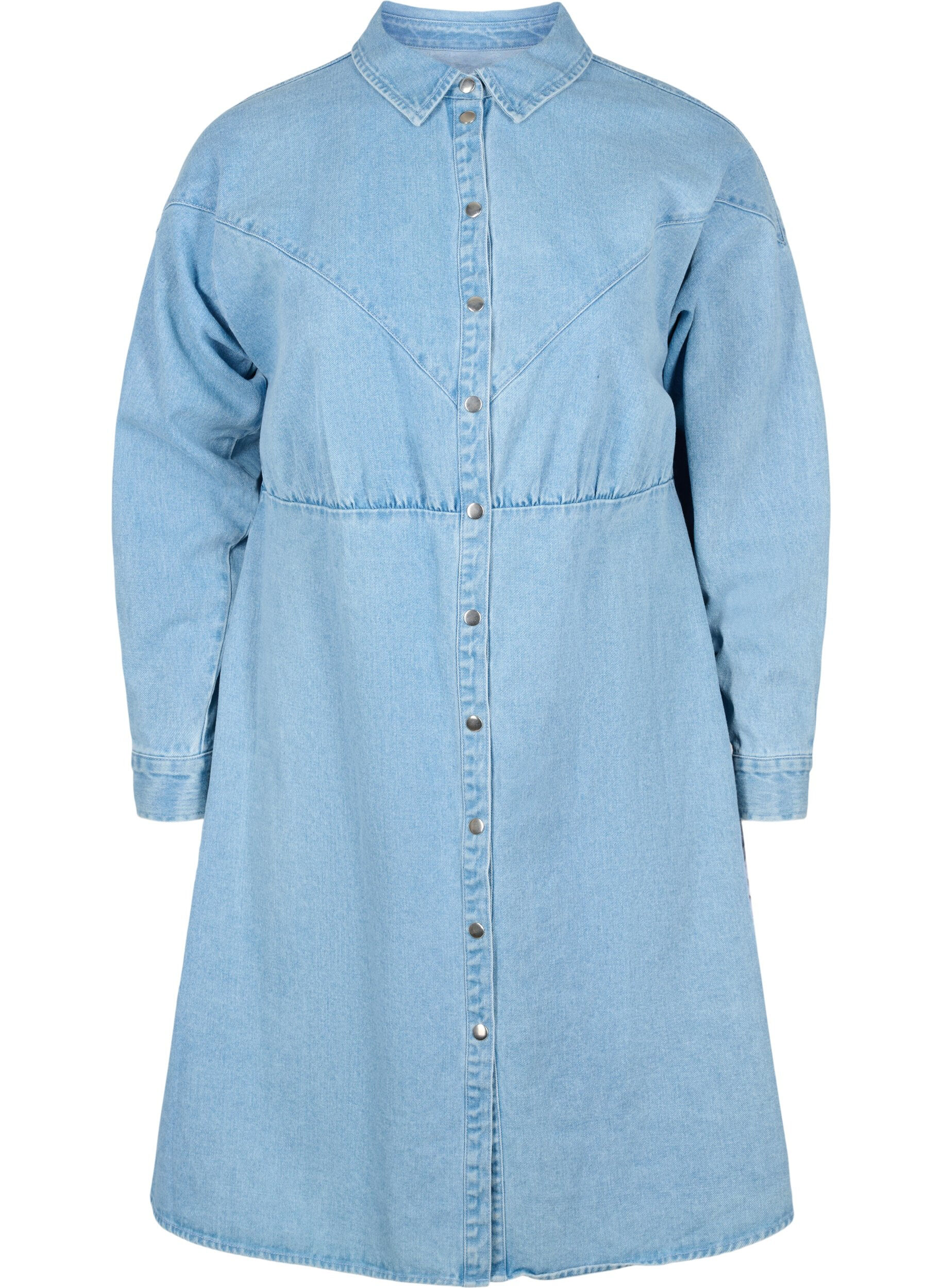 ZizziDenim-Kleid mit Kn&ouml;pfen und langen &Auml;rmeln, Light blue denim, Packshot image number 0