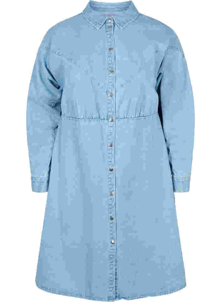 Denim-Kleid mit Knöpfen und langen Ärmeln, Light blue denim, Packshot