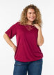 Bluse mit Spitzeneinsatz und Ballon&auml;rmeln, Rot, Model image number 0