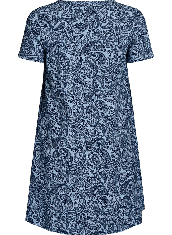 Kurzes A-Linien-Kleid mit Paisleymuster, Blau, Packshot image number 1