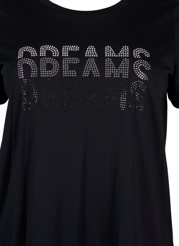 T-Shirt aus Baumwolle mit Strass-Motiv, Black w. Dream, Packshot image number 2