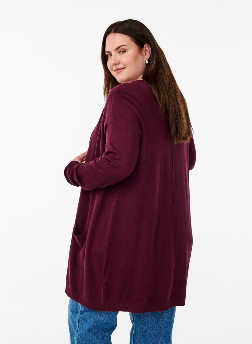 Lange Strickjacke aus Viskose-Mischung, Rot, Model image number 2