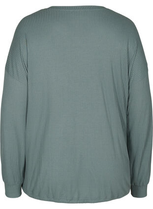 Bluse mit Schnüren in Rippqualität, Balsam Green, Packshot image number 1