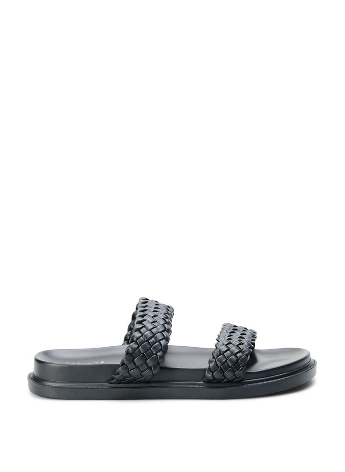 Wide Fit Sandalen aus Leder, Black, Packshot image number 0