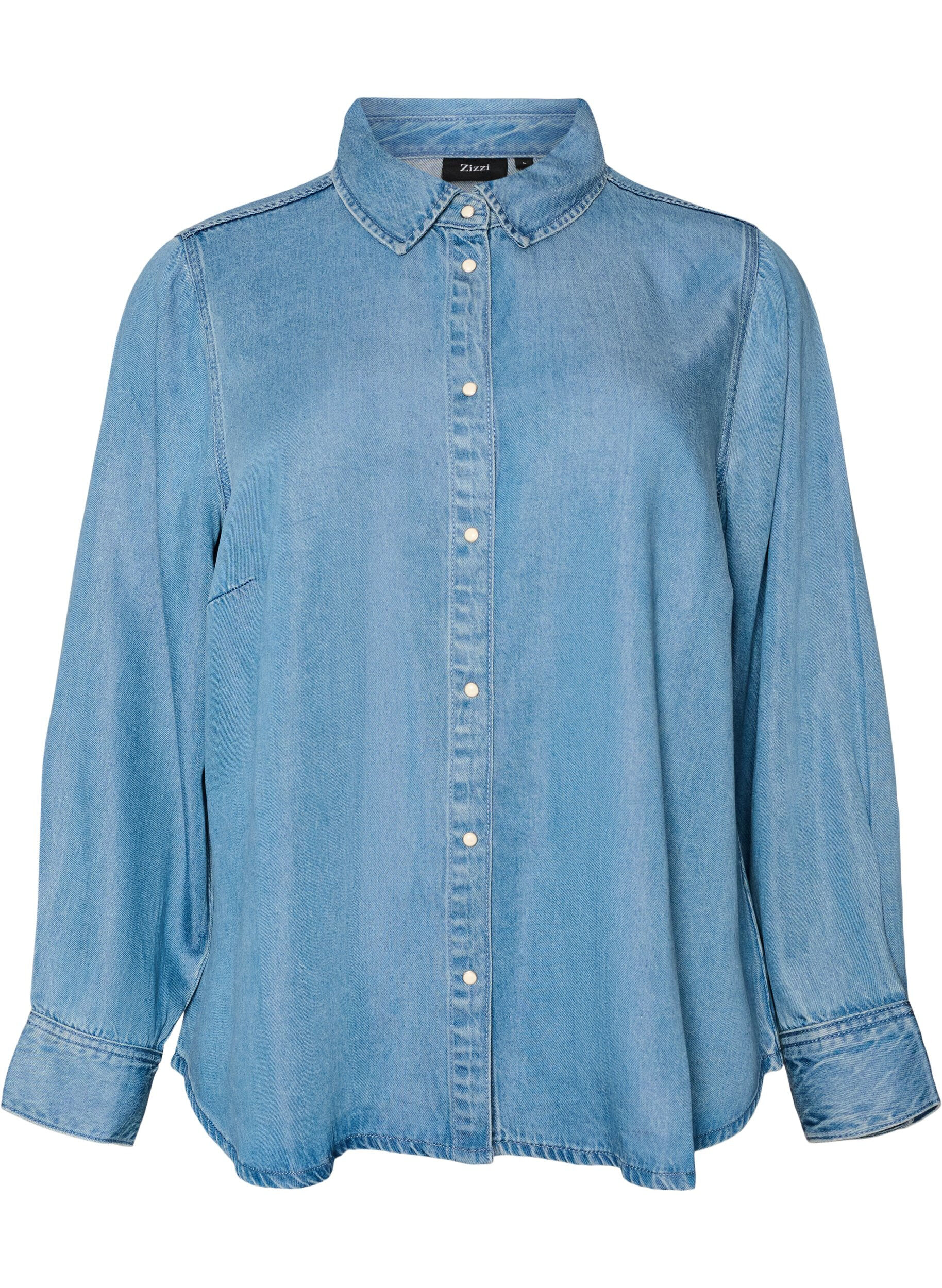 ZizziJeanshemd aus Lyocell mit Druckkn&ouml;pfen, Blau, Packshot image number 0