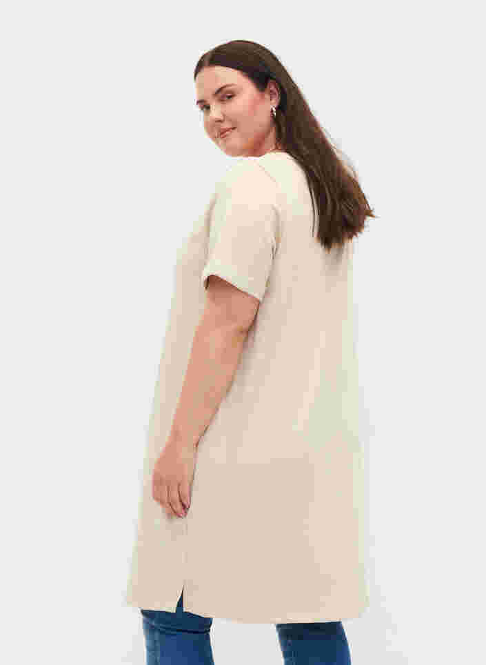 Sweatshirtkleid mit kurzen Ärmeln und Schlitzen, Pumice Stone, Model