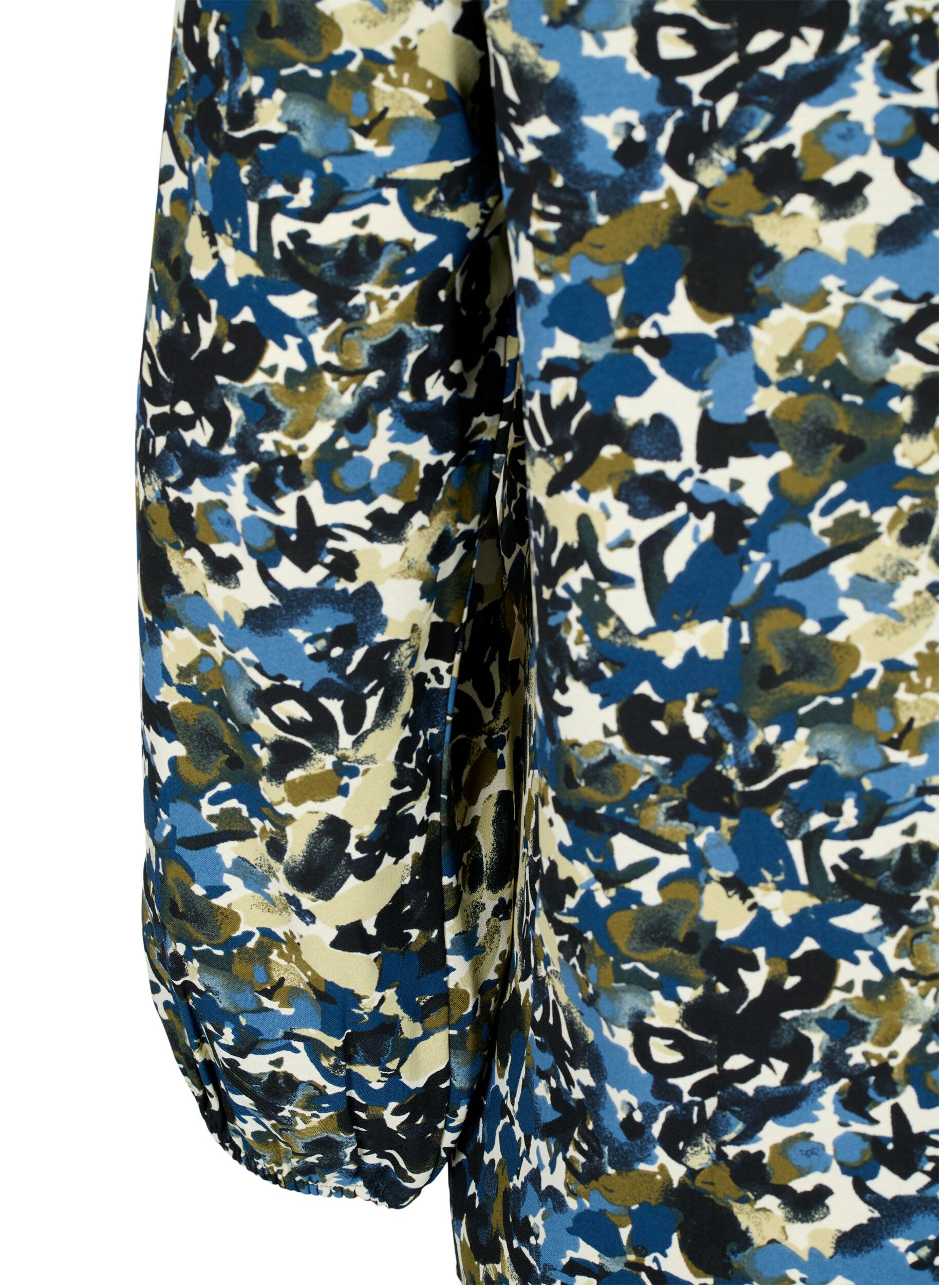 ZizziBluse mit Puff&auml;rmeln, Blue Green AOP, Packshot image number 3