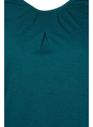 Einfarbige Bluse mit 3/4-Ärmel aus Baumwolle, Deep Teal, Packshot image number 2
