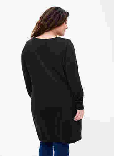 Langärmeliges Kleid mit Spitzendetails, Black, Model image number 1