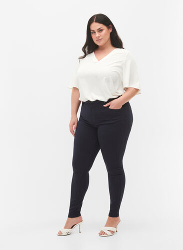 Super Slim Amy Jeans mit hoher Taille, Night Sky, Model image number 0