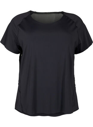 Trainings-T-Shirt mit Mesh und reflektierenden Details, Black, Packshot image number 0