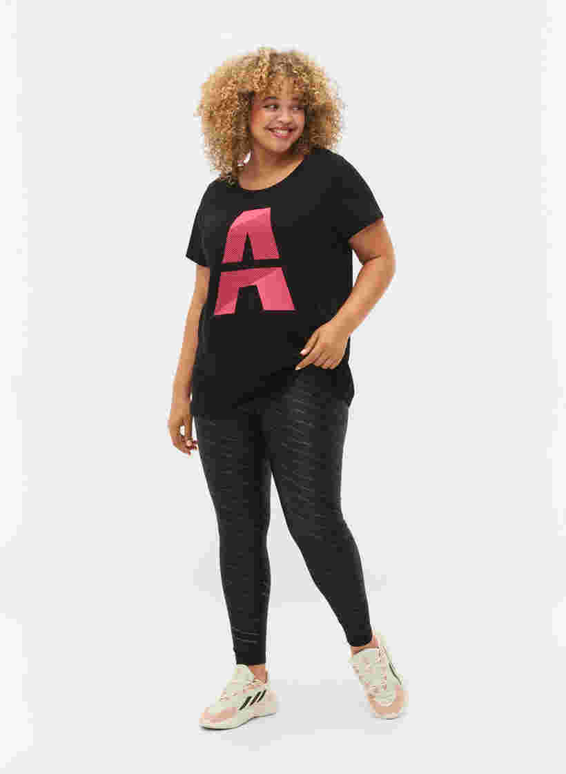 Trainings-T-Shirt mit Print, Black w. Pink A, Model image number 2