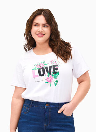 FLASH - T-Shirt mit Motiv, Bright White Love, Model image number 0