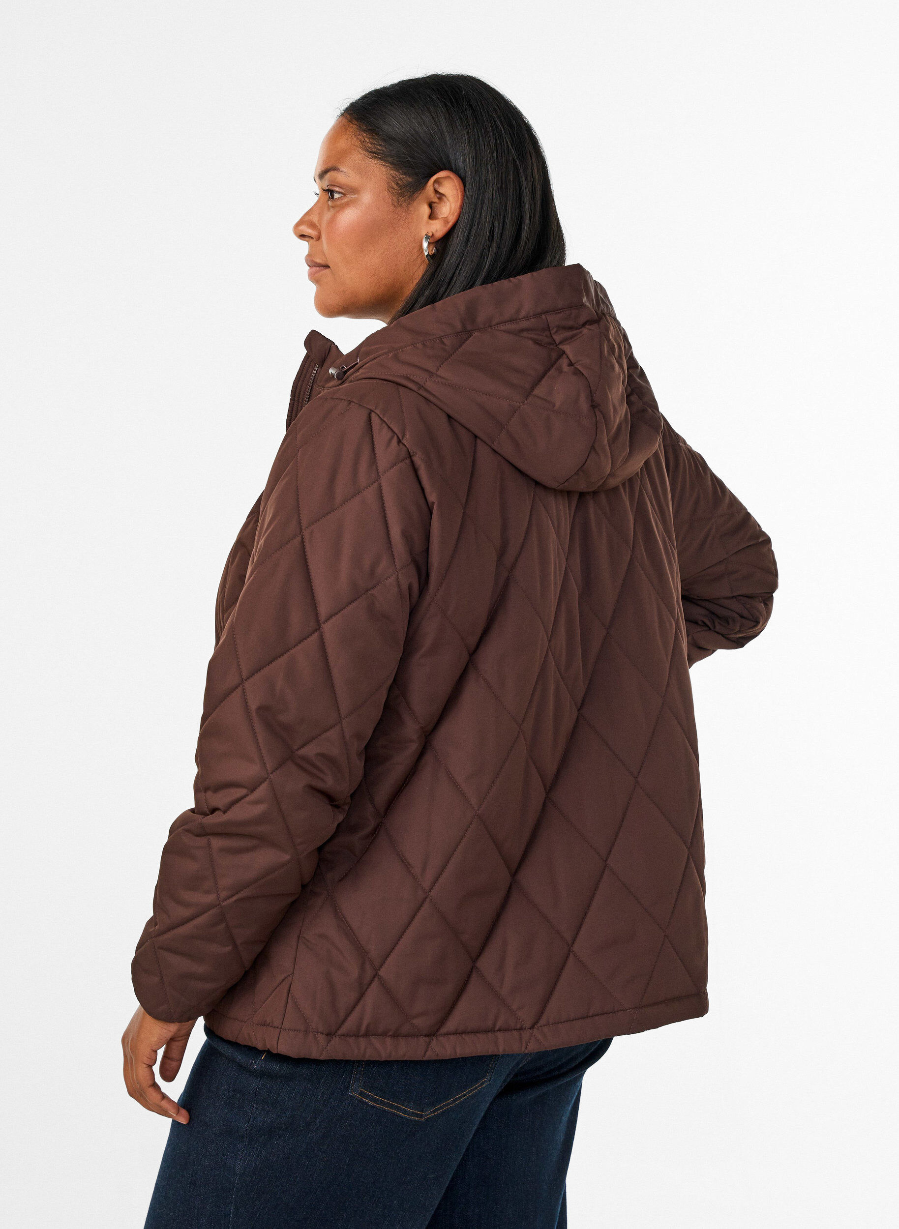 ZizziLeicht wattierte Jacke mit Rautensteppung, Braun, Model image number 2