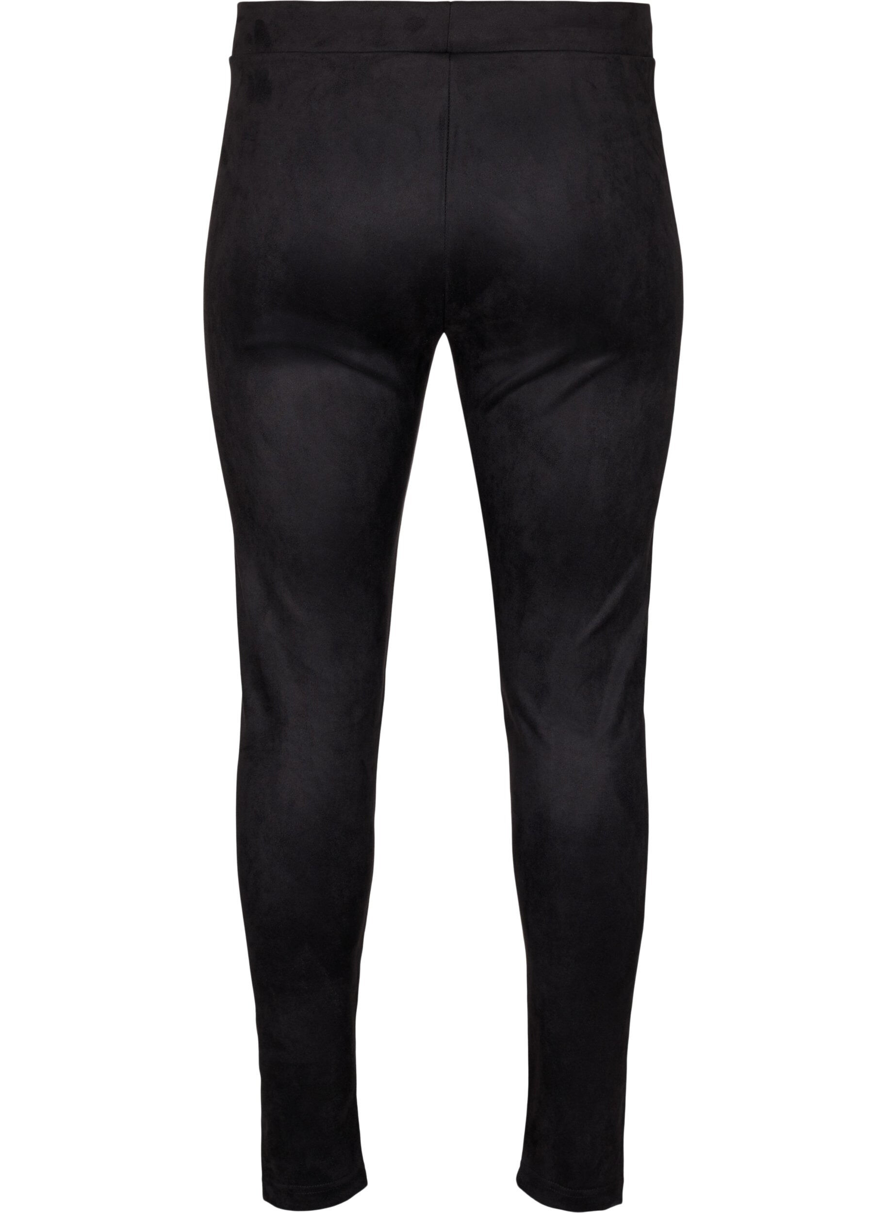ZizziLeggings aus Veloursleder-Imitat, Black, Packshot image number 1