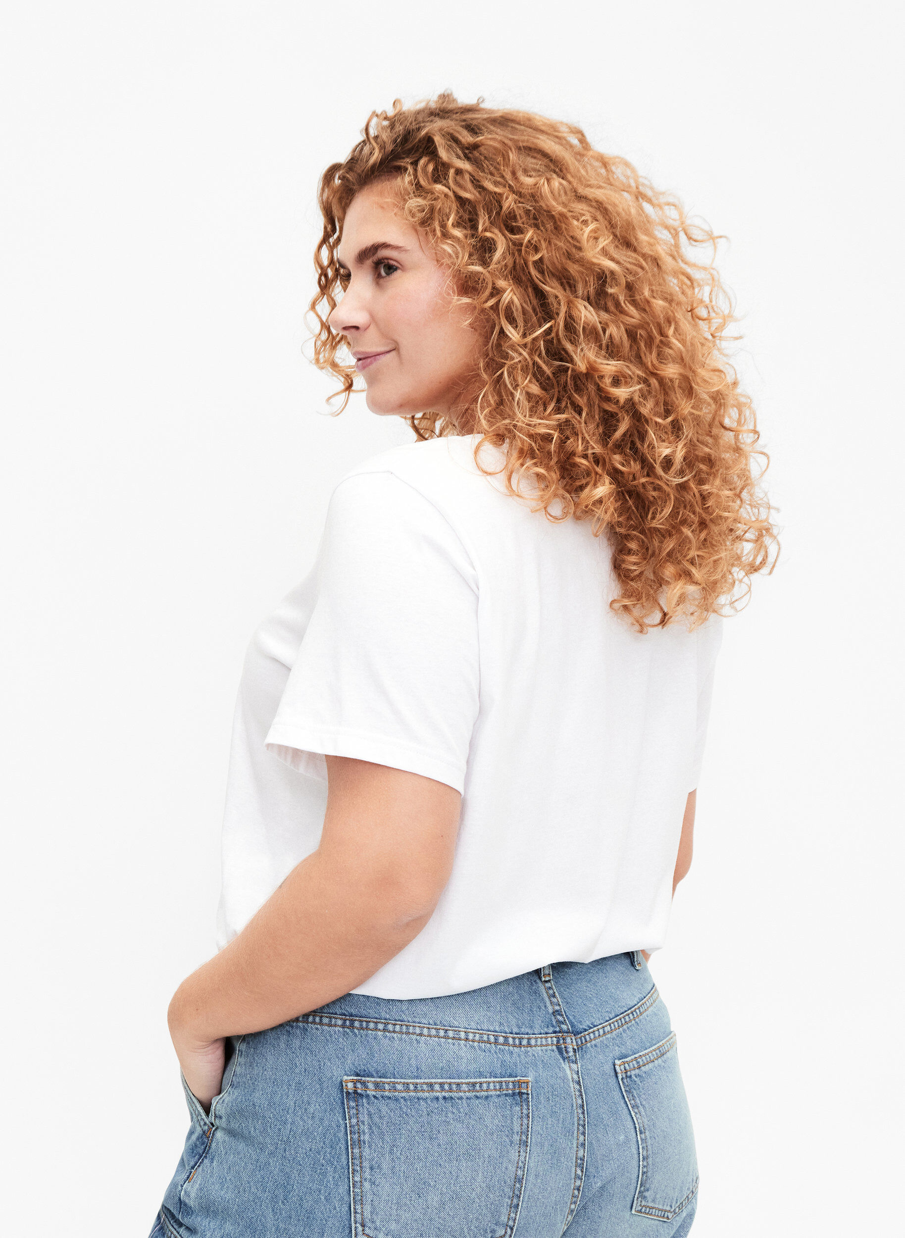 ZizziT-Shirt aus Baumwolle mit Rundhalsausschnitt und Aufdruck, B. White W. Hearts, Model image number 1