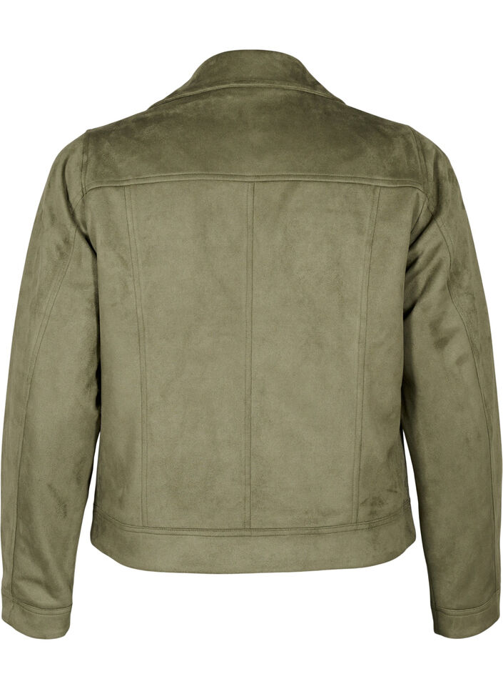 Bikerjacke aus Wildlederimitat, Dusty Olive, Packshot image number 1