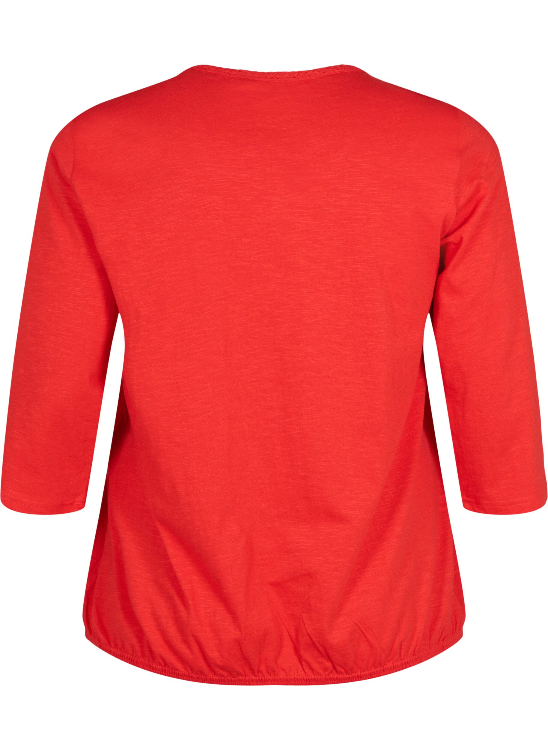 ZizziBaumwollbluse mit 3/4 &Auml;rmeln, Fiery Red, Packshot image number 1