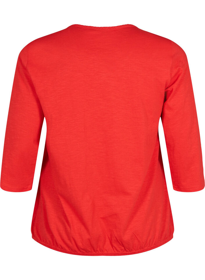 Baumwollbluse mit 3/4 &Auml;rmeln, Fiery Red, Packshot image number 1