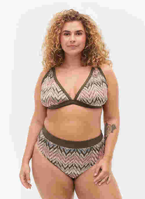 Gemusterte Bikini-Tai-Hose mit hoher Taille