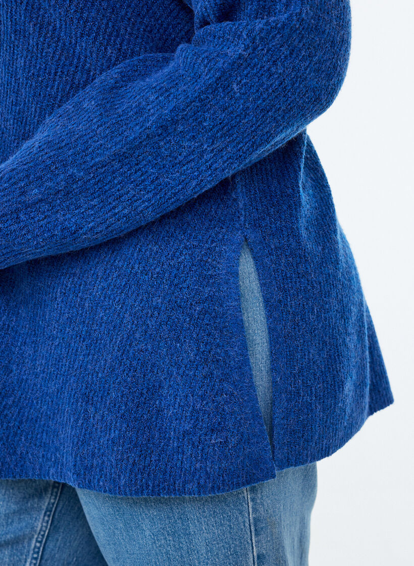 Strickpullover mit diagonalem Muster und Raglan&auml;rmeln, Blau, Model image number 3