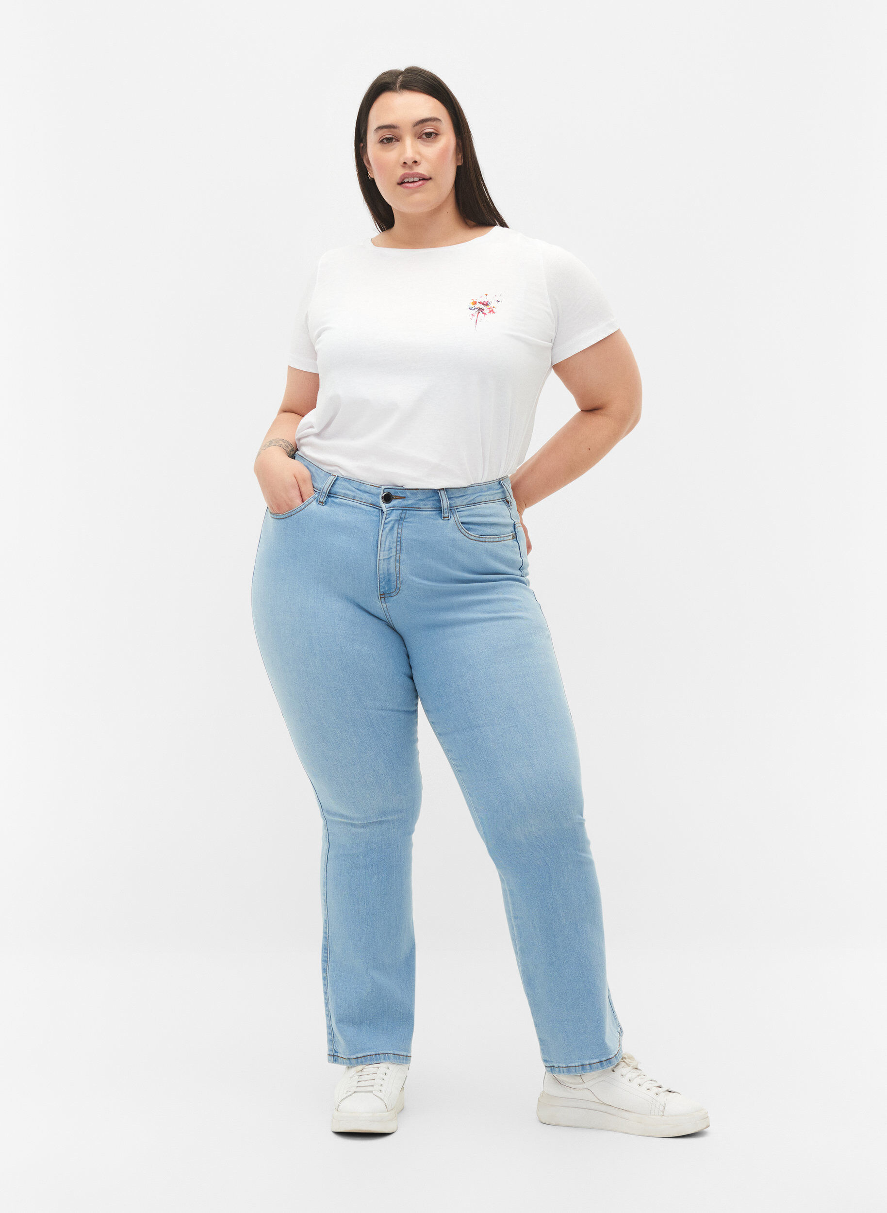 ZizziEllen Bootcut-Jeans mit hoher Taille, Blau, Model image number 0