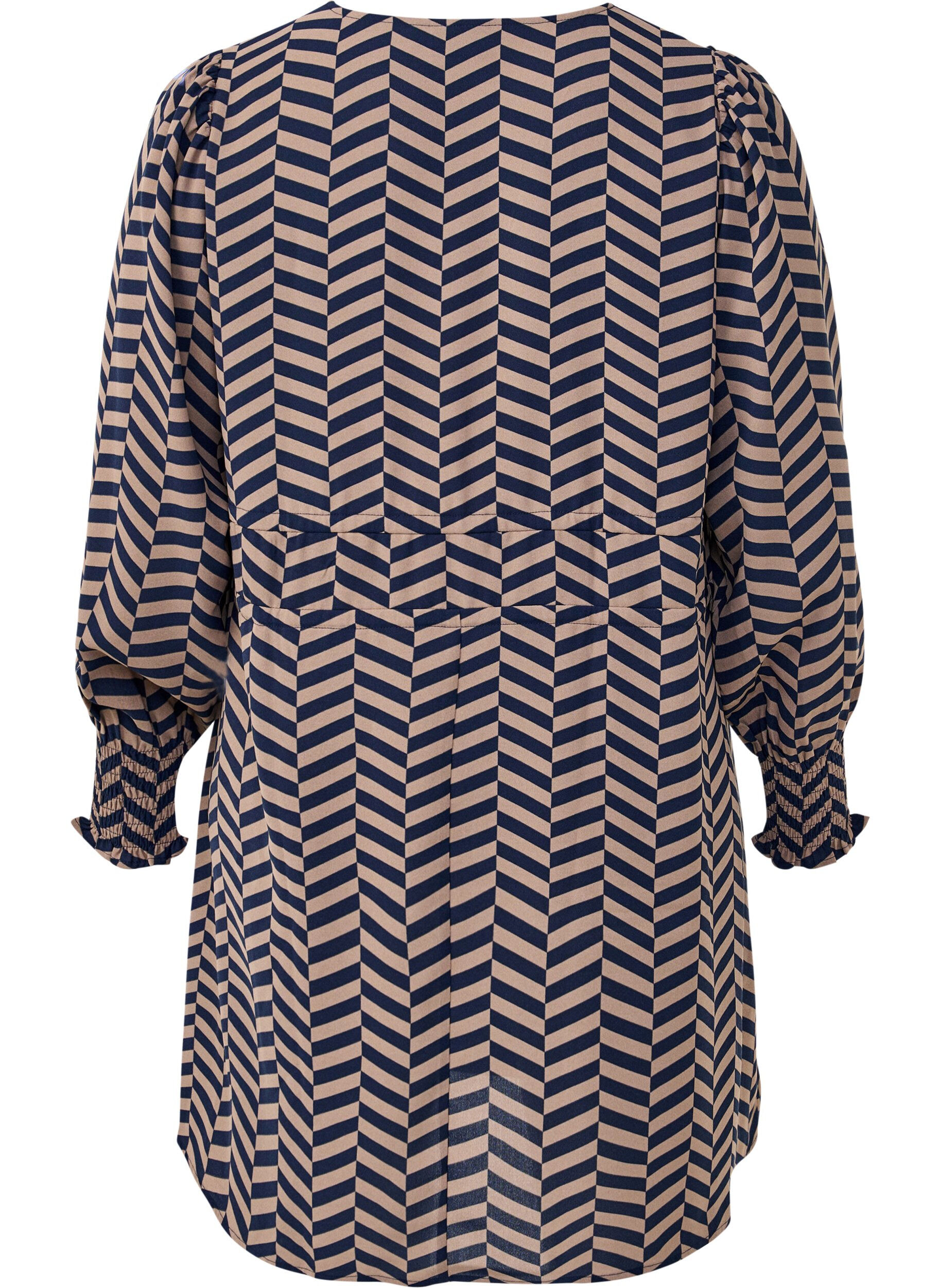 ZizziKleid mit Bindeg&uuml;rtel in der Taille, Blau, Packshot image number 1