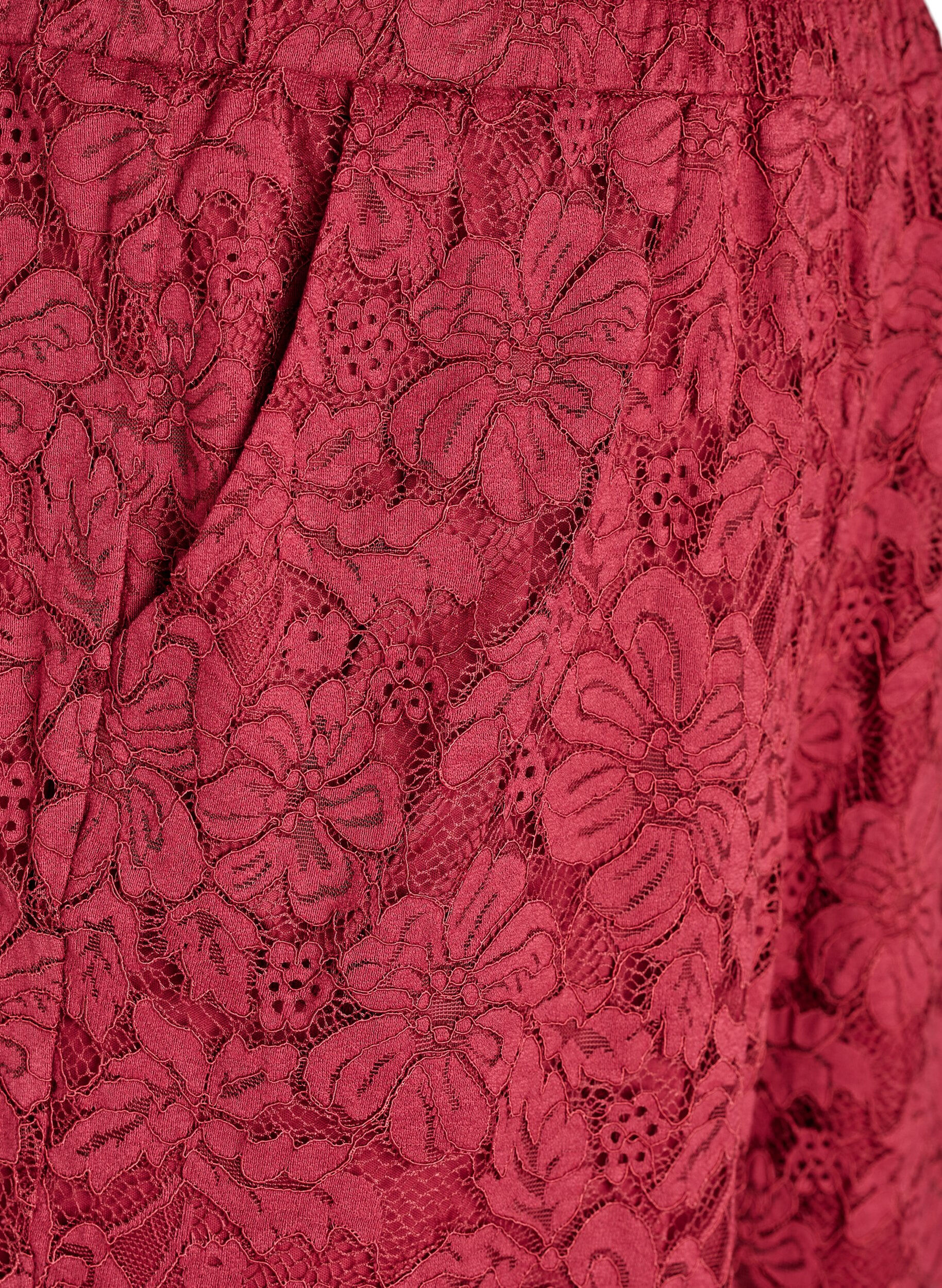 ZizziSpitzenhose mit hoher Taille und Taschen, Dunkles Bordeaux, Packshot image number 2