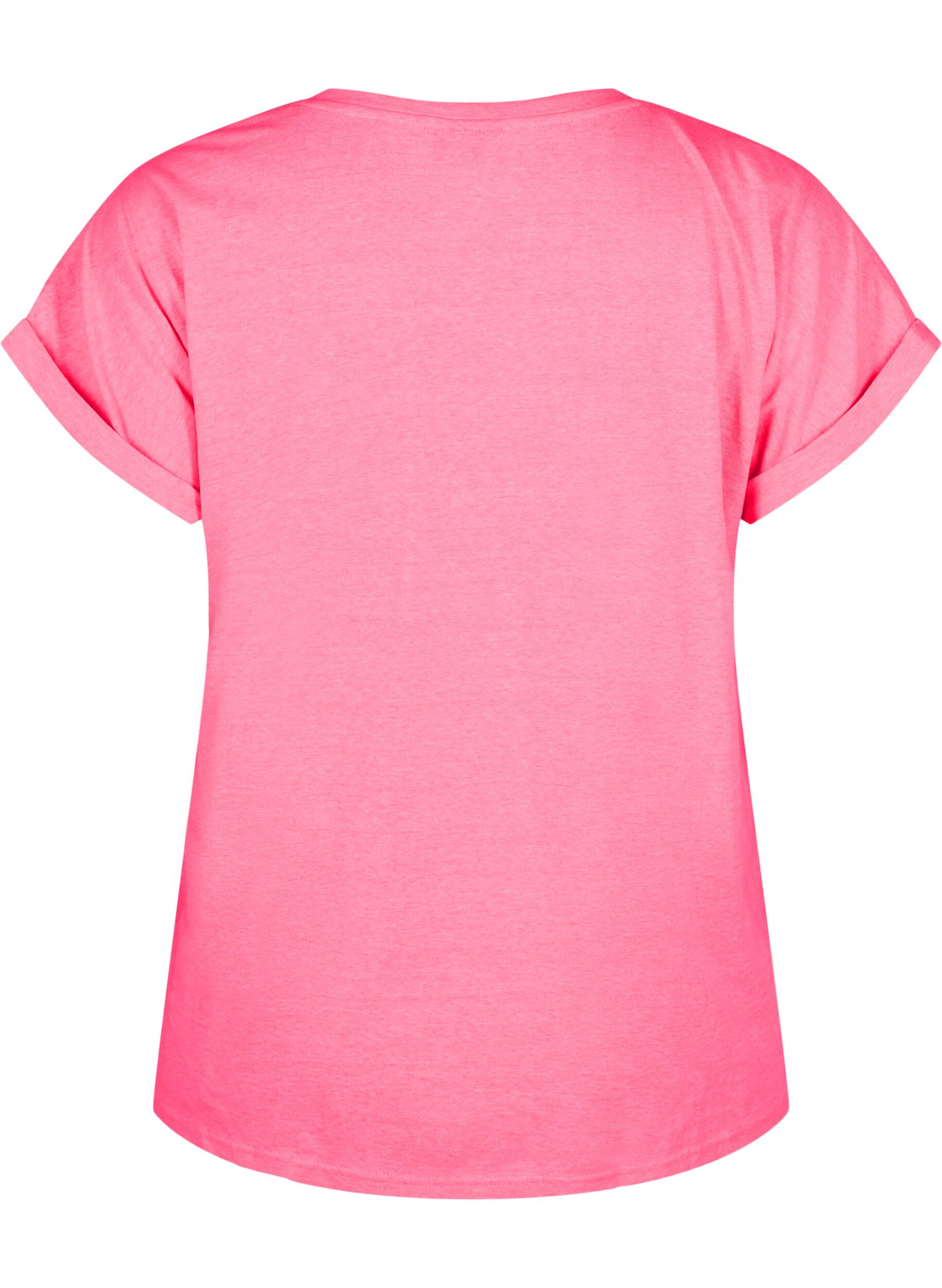 ZizziNeonfarbenes T-Shirt aus Baumwolle, Pink, Packshot image number 1