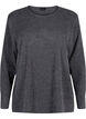 Melange Bluse mit rund um den Neck und langen Ärmel, Dark Grey, Packshot image number 0