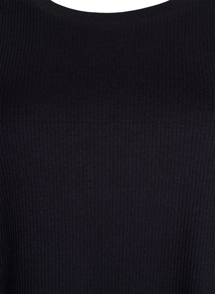 Bluse aus geripptem Jersey mit kurzen &Auml;rmeln, Schwarz, Packshot image number 2