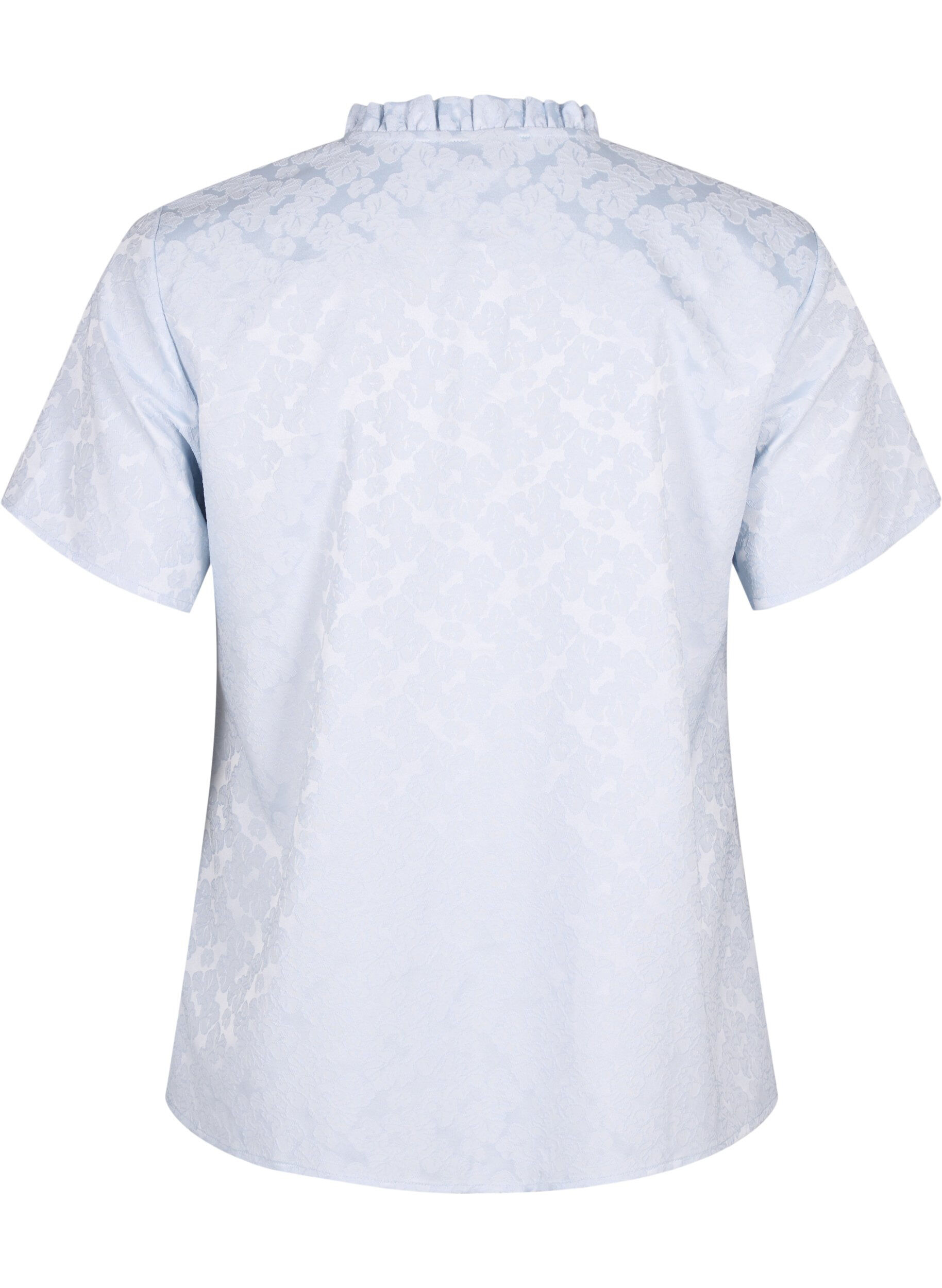 ZizziKurz&auml;rmelige Jacquard-Bluse mit Schleifen, Blau, Packshot image number 1