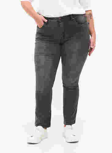 Slim Fit Emily Jeans mit normaler Taillenhöhe, Dark Grey Denim, Model image number 2