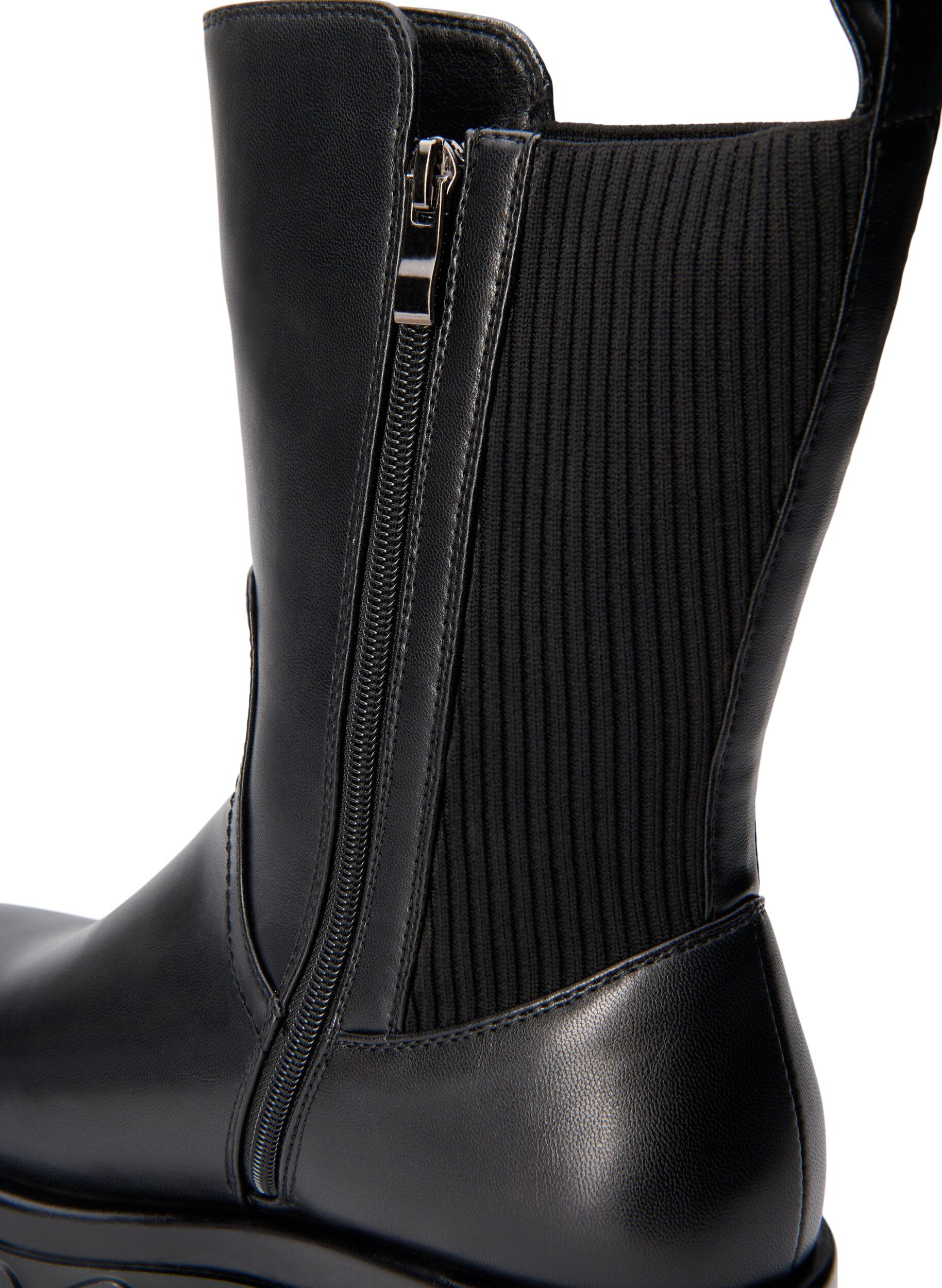 ZizziExtra-Weite - Kurzer Stiefel mit Gummizug, Schwarz, Packshot image number 4
