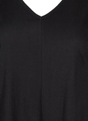 Kleid mit Puffärmeln und V-Ausschnitt, Black, Packshot image number 2