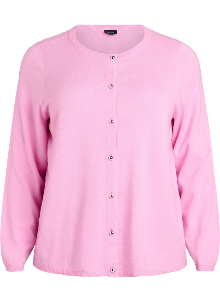 Cardigan mit runden Knöpfen, Pink, Packshot image number 0