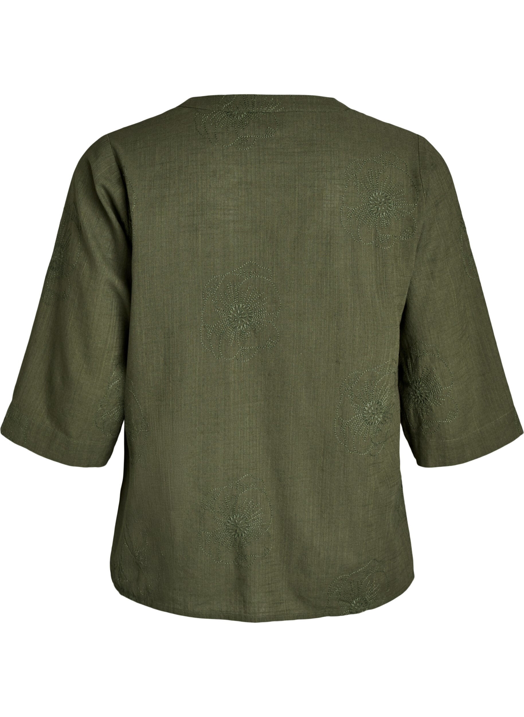 ZizziBluse aus Baumwolle mit gestickten Details und 3/4-&Auml;rmeln, Gr&uuml;n, Packshot image number 1