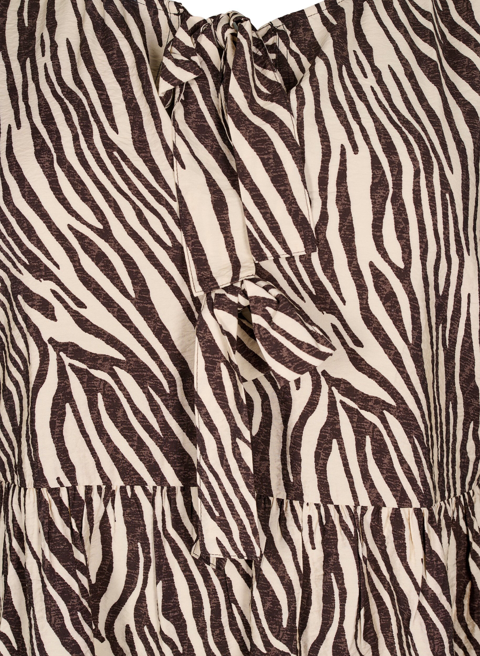 ZizziPeplum-Bluse mit Bindedetail und Zebraprint, Braun, Packshot image number 2