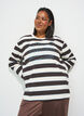 Gestreifte Bluse aus Jersey mit sportlichem Textprint, Braun, Model image number 0