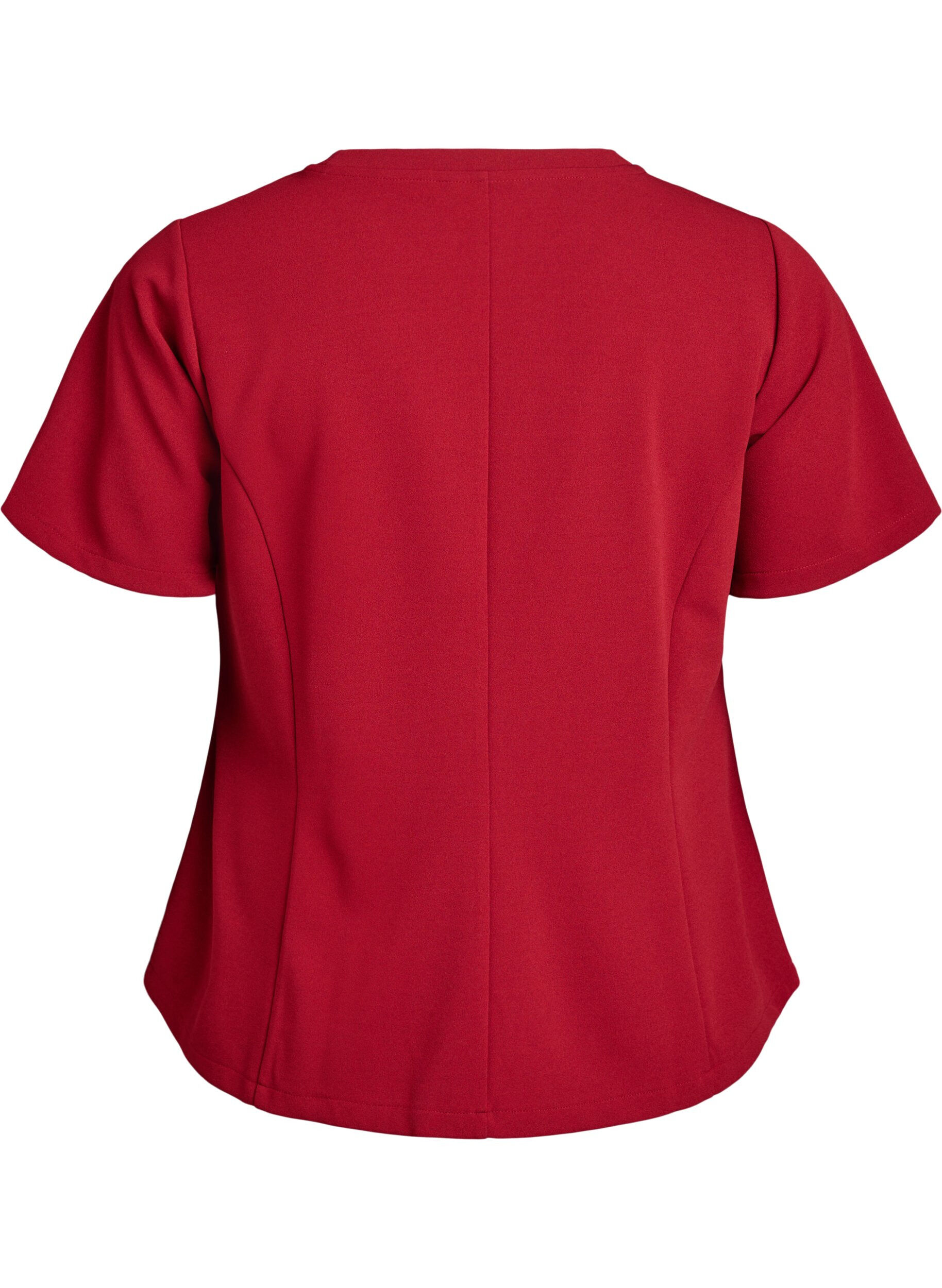 ZizziKurz&auml;rmelige Bluse mit formgebenden Abn&auml;hern, Rot, Packshot image number 1