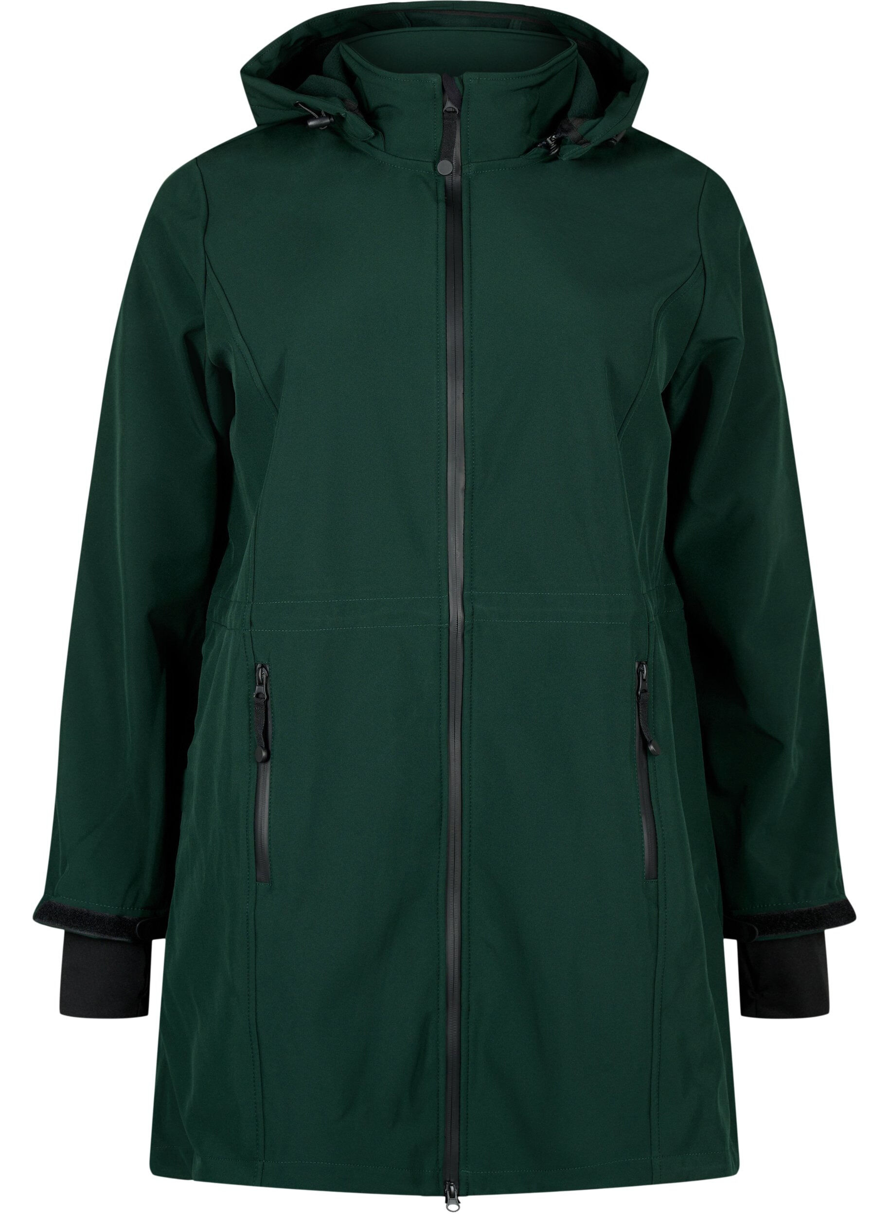 ZizziSoftshell-Jacke mit abnehmbarer Kapuze, Gr&uuml;n, Packshot image number 0