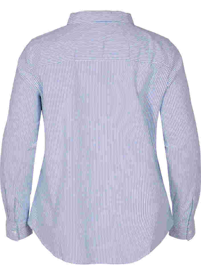 Langarm Hemdbluse aus Baumwolle, Blue Striped, Packshot image number 1
