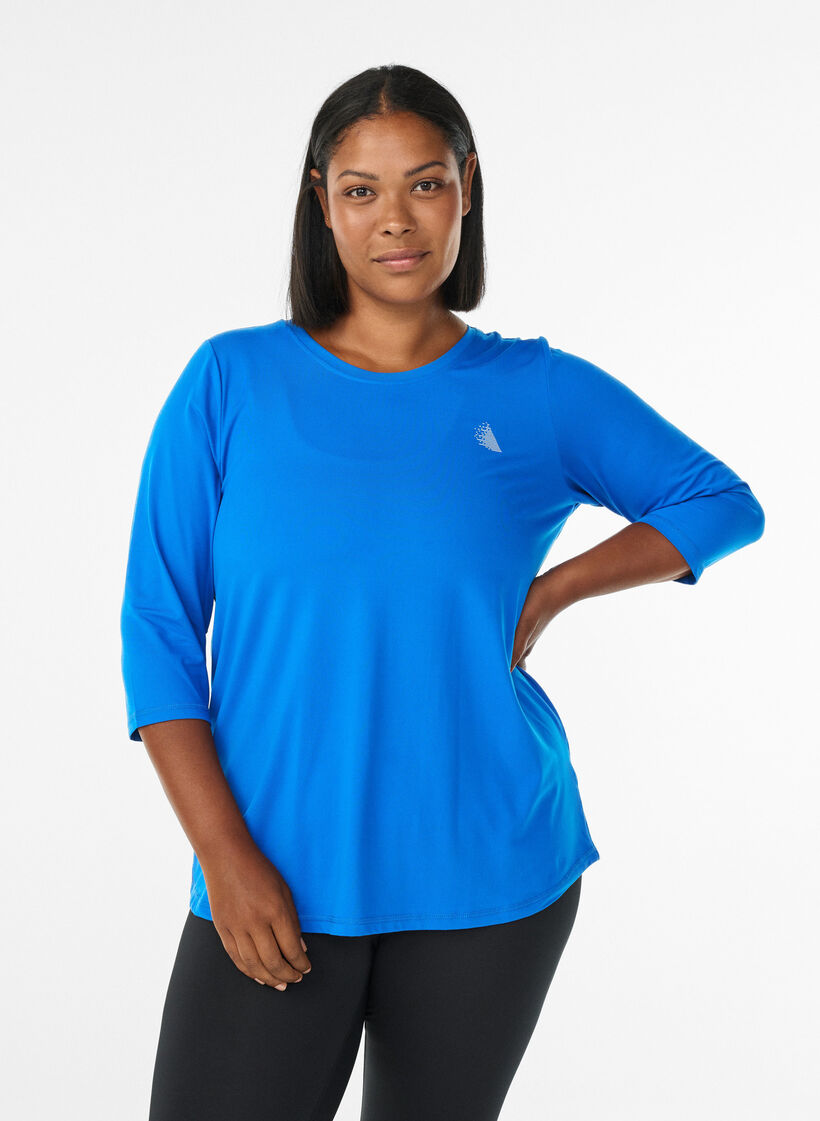 Trainingsshirt mit 3/4-&Auml;rmeln, Blau, Model image number 0