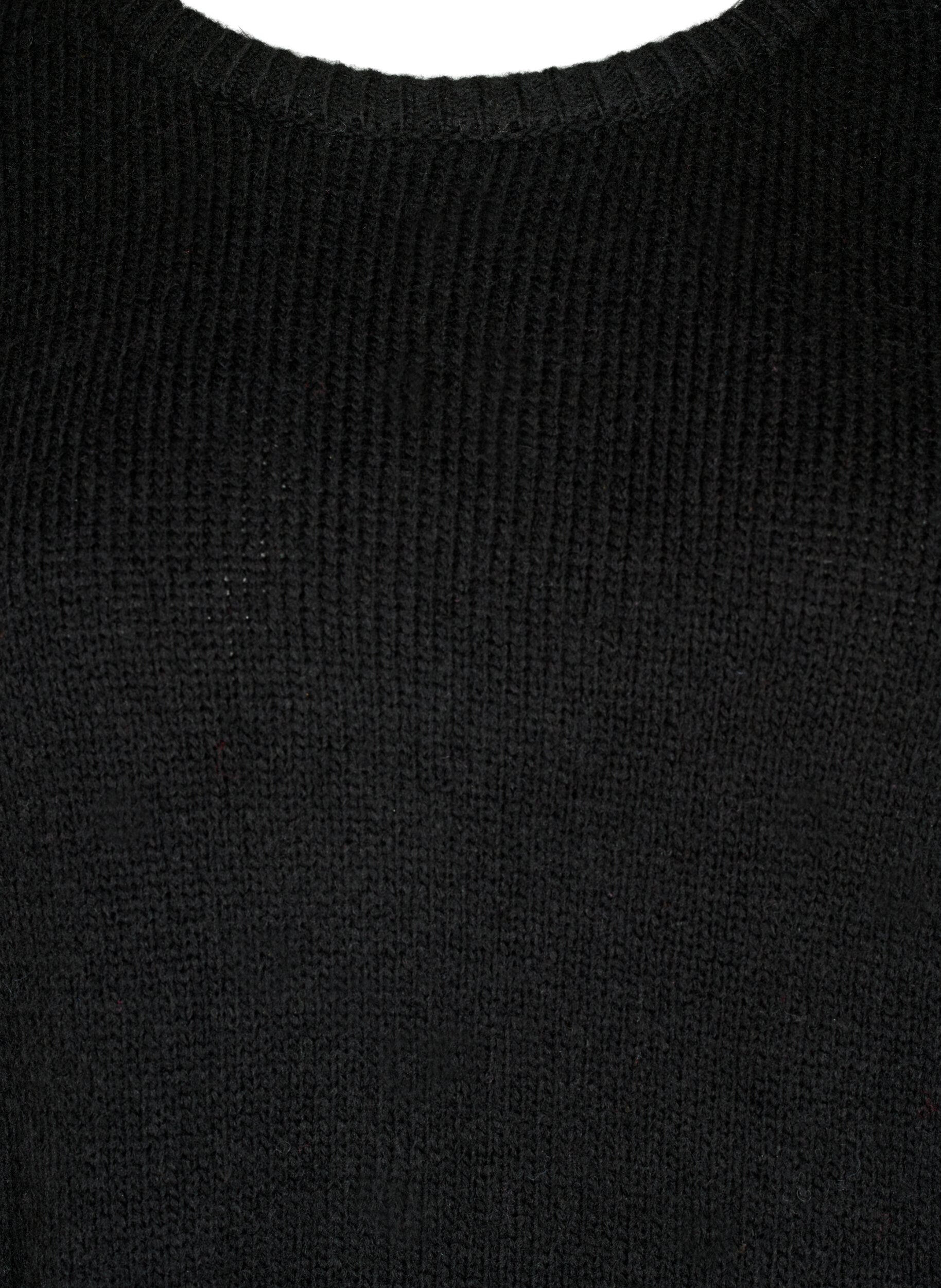 ZizziLang&auml;rmliger Strickpullover mit Wollanteil und Rundhalsausschnitt, Black Solid, Packshot image number 2