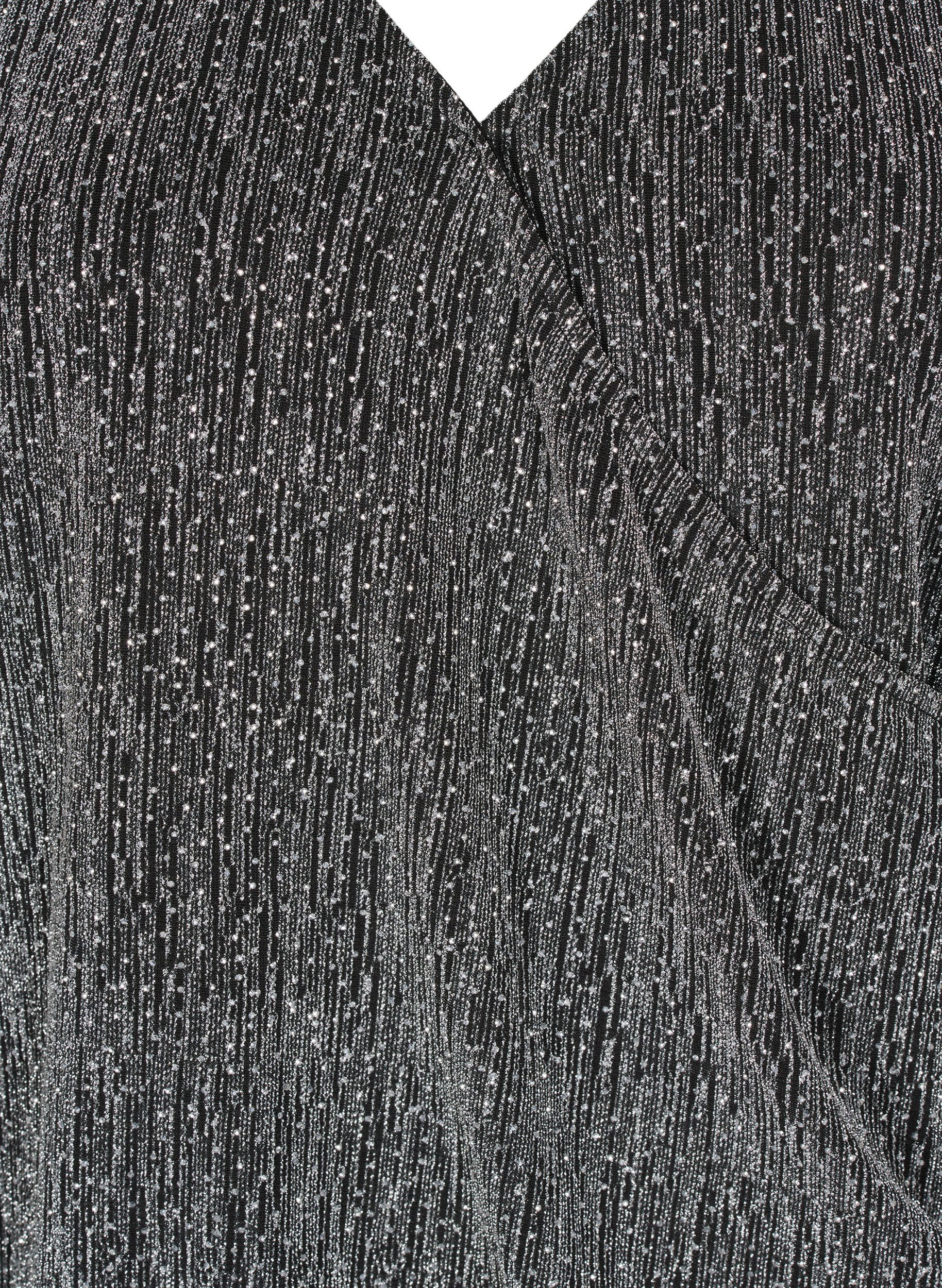 ZizziGlitzer-Party-Top mit Wickeloptik, Schwarz, Packshot image number 2