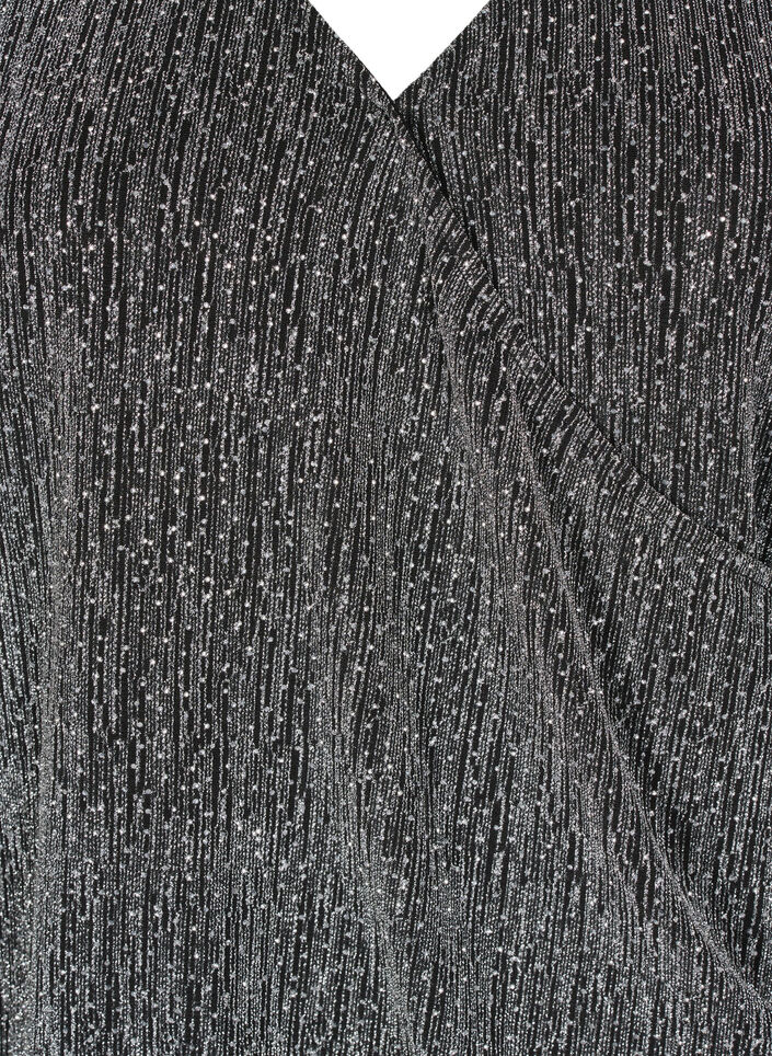 Glitzer-Party-Top mit Wickeloptik, Schwarz, Packshot image number 2