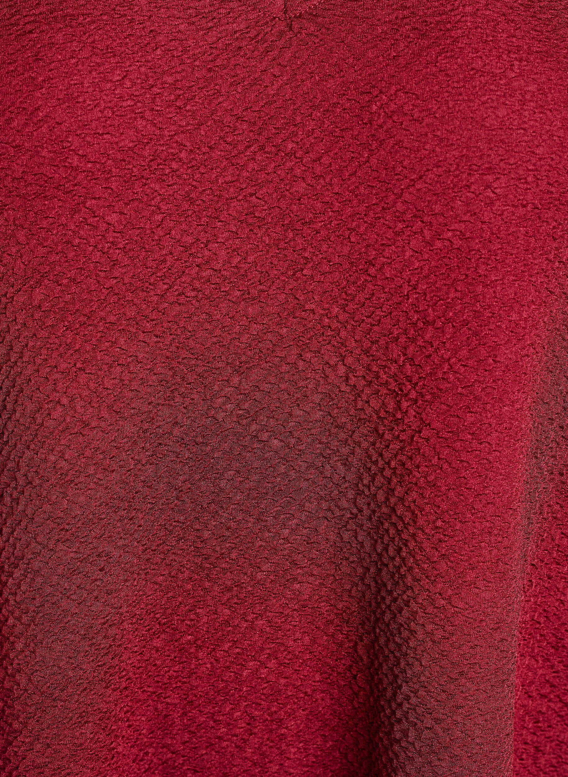 ZizziKurzes strukturiertes Kleid mit R&uuml;schensaum, Dunkles Bordeaux, Packshot image number 2