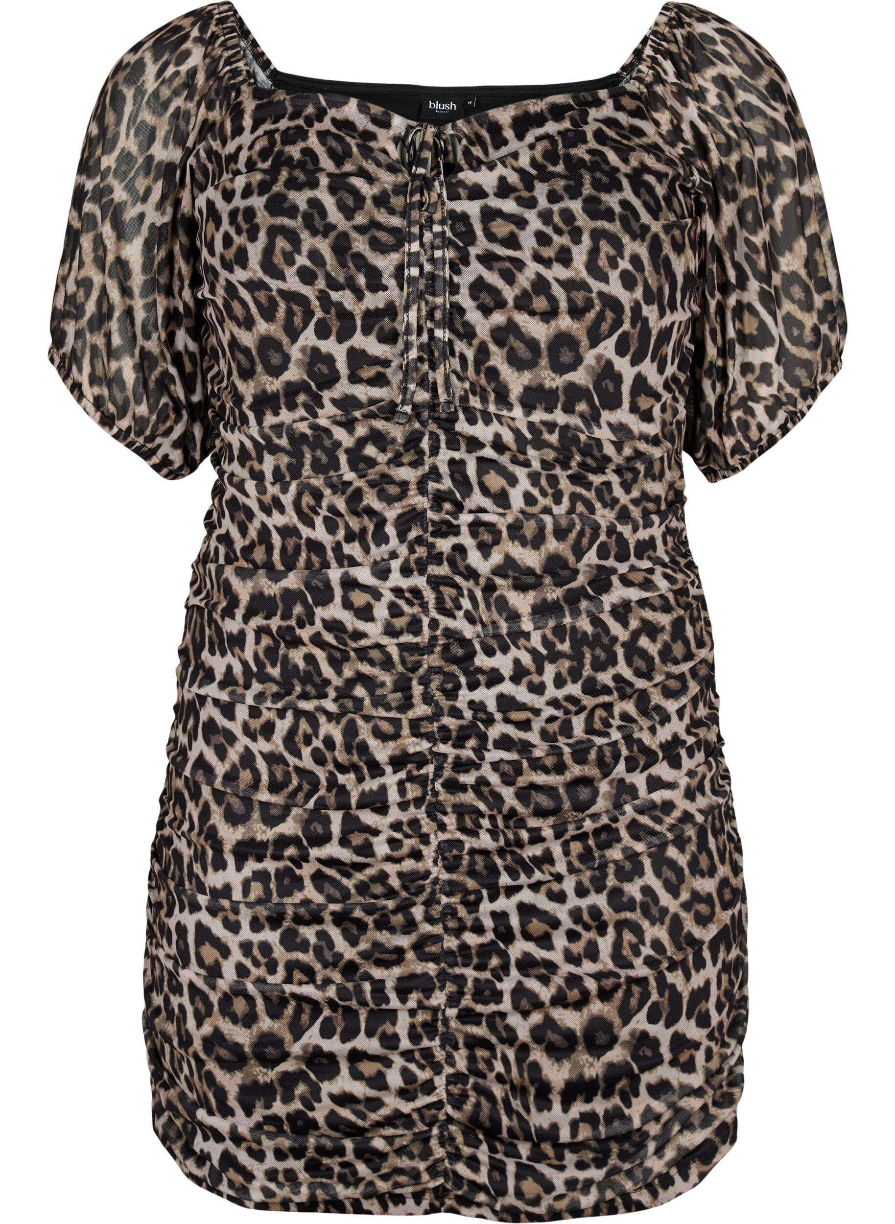 ZizziKurzes Kleid aus Mesh mit Leopardenprint, Leo, Packshot image number 0