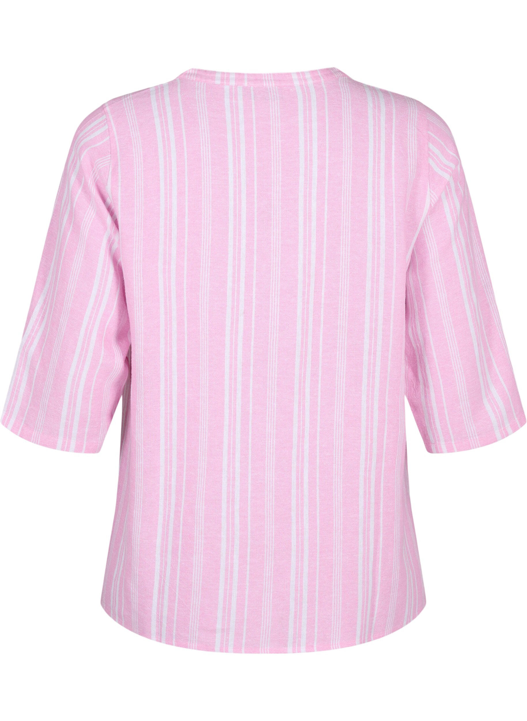 ZizziGestreifte Bluse aus einer Leinen-Viskose-Mischung, Pink, Packshot image number 1